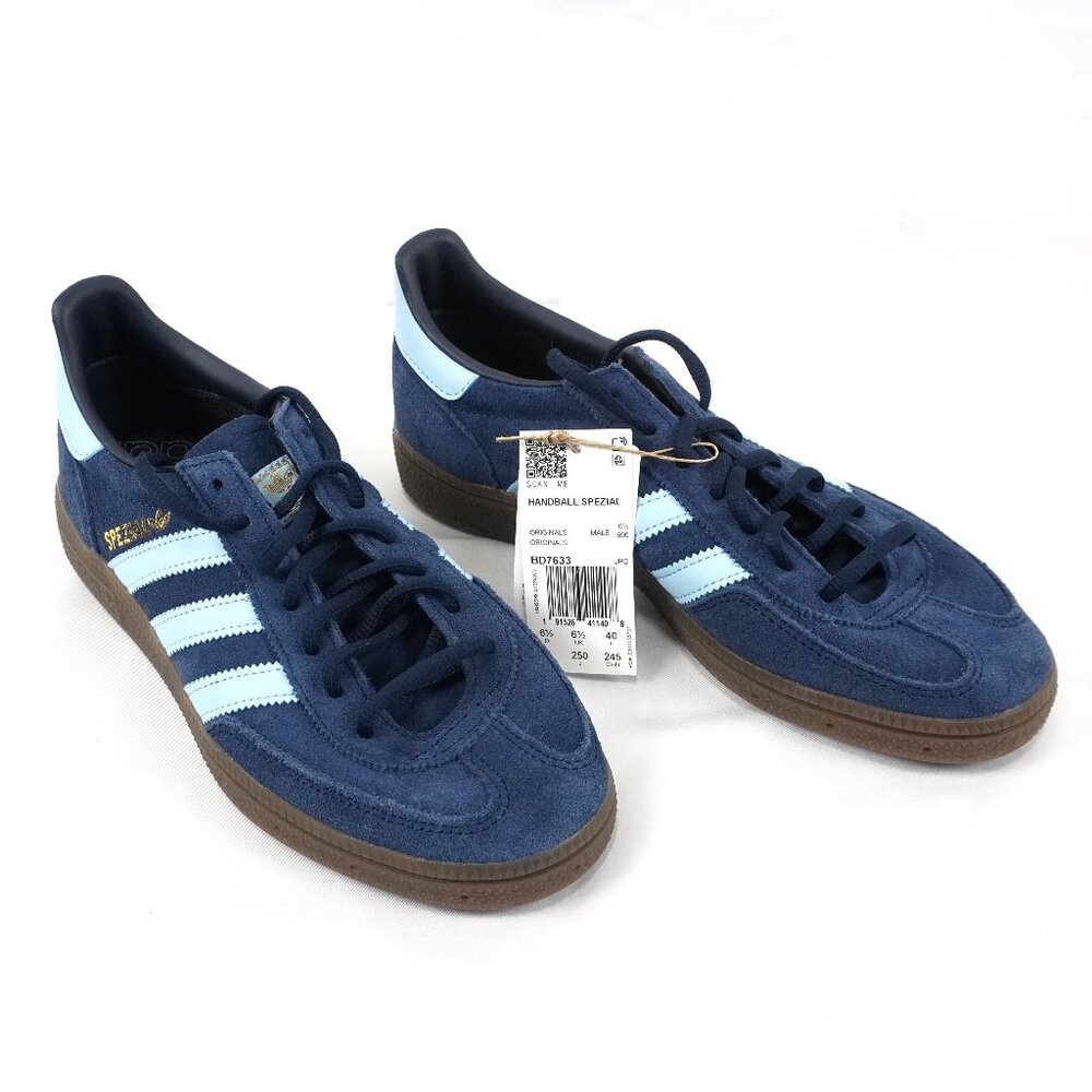 adidas Navy Suede Sneakers with Light Blue Stripes